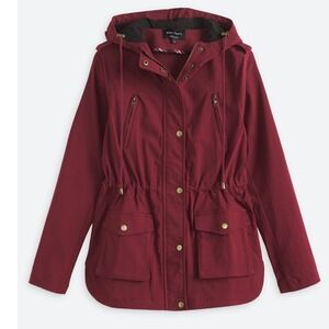 EDEN SOCIETY Holly Contrast Hood Cargo Jacket Burgundy Small Stitch Fix NWT